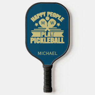 Stijlvolle aangepaste Blauwgroen Initialen voor pe Pickleball Paddle