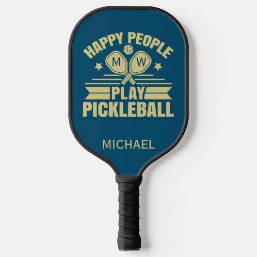 Stijlvolle aangepaste Blauwgroen Initialen voor pe Pickleball Paddle (Voorkant)