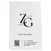 Stijlvolle aangepaste Logo | QR Code Business Whit Medium Cadeauzakje (Voorkant)