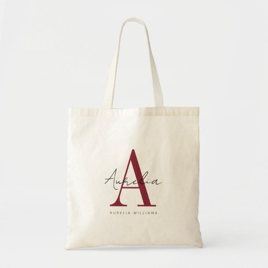 Stijlvolle aangepaste monogram Naam script Tote Bag (Voorkant)