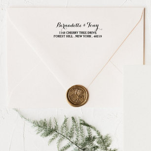 Stijlvolle aangepaste naam en adres — houten kunst 	rubberstempel