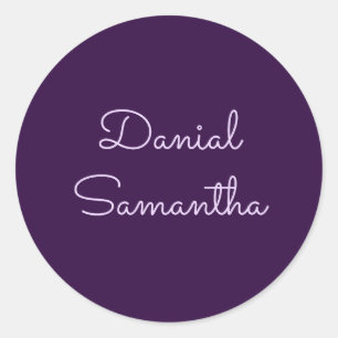 Stijlvolle aangepaste naam Purpule gepersonaliseer Ronde Sticker