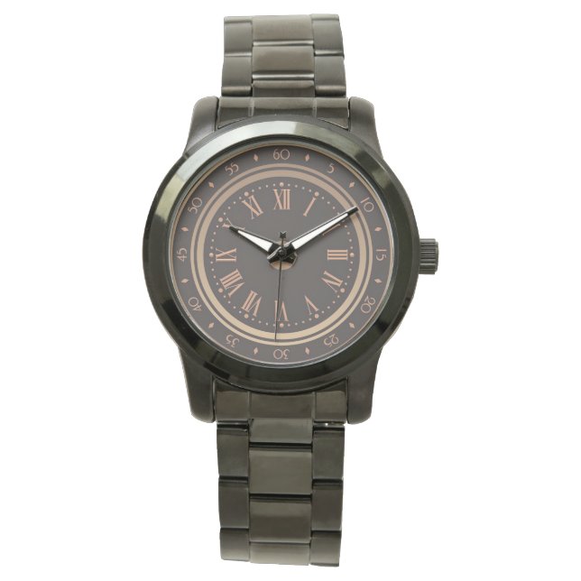 Stijlvolle aantrekkelijke oversized zwarte armband horloge (Voorkant)