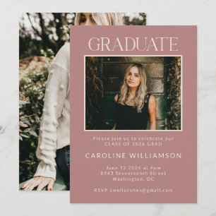 Stijlvolle Aardse Moderne Twee Foto Graduation Par Kaart