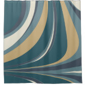 Stijlvolle Abstracte marmer in Blauwgroen en goud Douchegordijn (Voorkant)