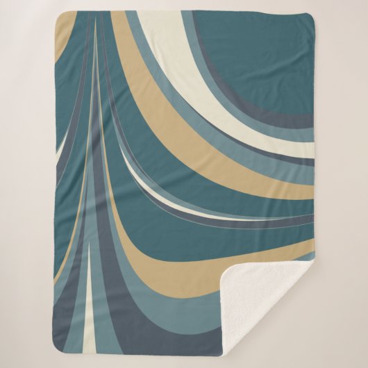 Stijlvolle Abstracte marmer in Blauwgroen en goud Sherpa Deken (Voorkant)