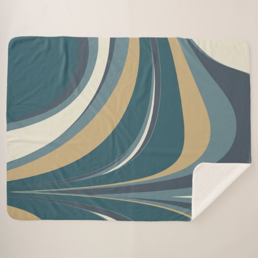 Stijlvolle Abstracte marmer in Blauwgroen en goud Sherpa Deken (Voorkant (horizontaal))