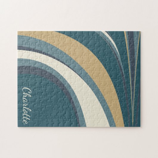 Stijlvolle Abstracte marmerkunst in Blauwgroen, sp Legpuzzel (Horizontaal)