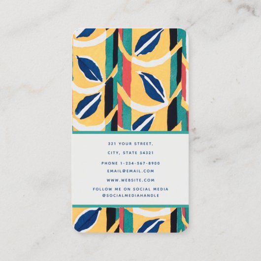Stijlvolle Abstracte Retro Kleurrijke Waterverf Visitekaartje (Achterkant)