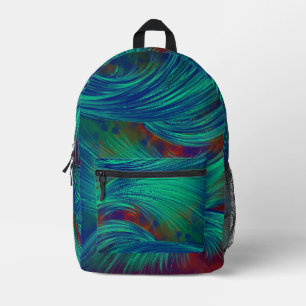 Stijlvolle Abstracte veren groen blauw Bedrukte Rugzak