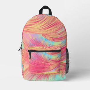 Stijlvolle Abstracte veren roze geel Bedrukte Rugzak
