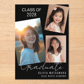 Stijlvolle Acryl Afstuderen Aankondiging (BLK) Uitnodigingen