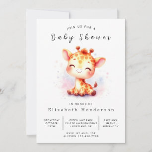 Stijlvolle afdrukbare Giraffe Baby shower Kaart