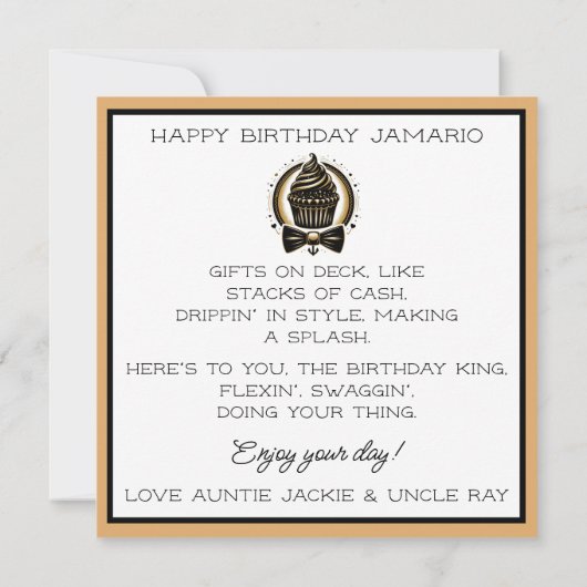 Stijlvolle Afro-Amerikaanse jongen zwart/gouden ve Kaart (Achterkant)