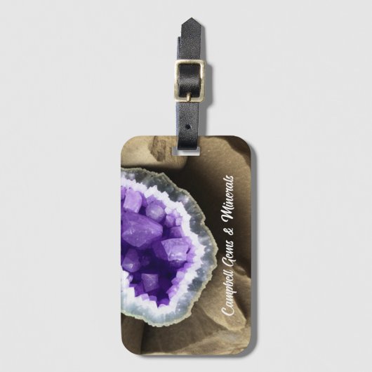 Stijlvolle Amethyst Geode Custom Bagagelabel (Voorkant (verticaal))