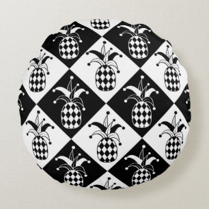 Stijlvolle anananas. Pet en Rhombus Harlequin. Zee Rond Kussen