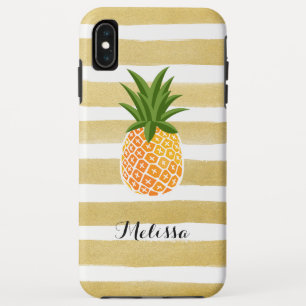 Stijlvolle Ananas Waterverf Gouden Strepen iPhone XS Max Hoesje