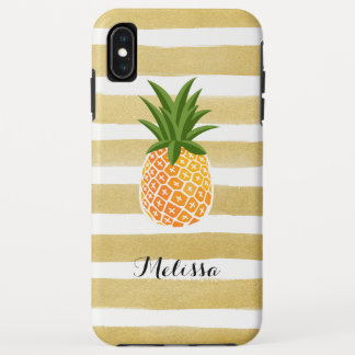 Stijlvolle Ananas Waterverf Gouden Strepen iPhone XS Max Hoesje
