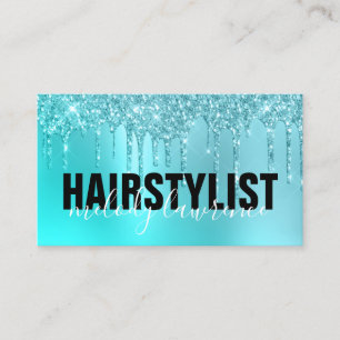 Stijlvolle aqua blue mint glitter druppelt haarsty visitekaartje