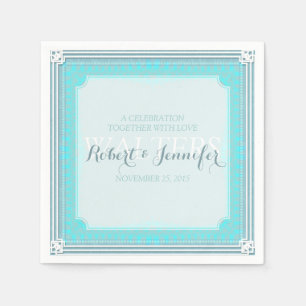 Stijlvolle Aqua Blue Wedding Dinner Papieren serve Servet