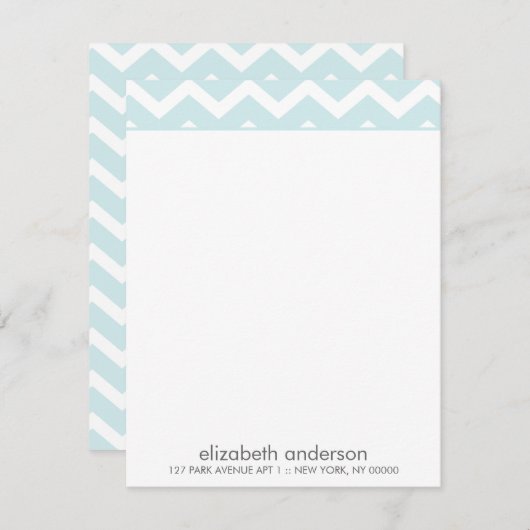 Stijlvolle Aqua Zig Zag Chevron Patroon Notitiekaa Kaart (Voorkant / Achterkant)