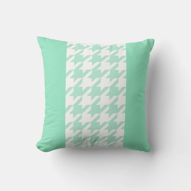 stijlvolle aquamarine houndstooth met monogram kussen (Voorkant)