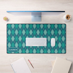 Stijlvolle Argyle Pattern - Blauwgroen & Aqua - Aa Bureaumat