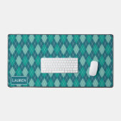 Stijlvolle Argyle Pattern - Blauwgroen & Aqua - Aa Bureaumat (Keyboard & Muis)