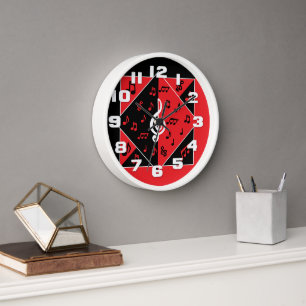 Stijlvolle art Deco-Muzieknoten rood zwart wit