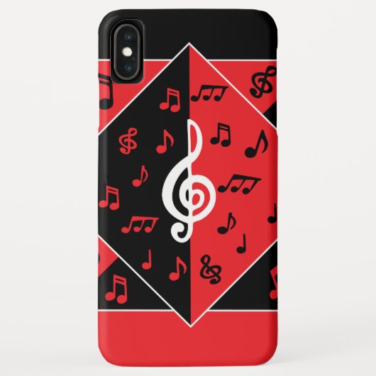 Stijlvolle art Deco-Muzieknoten rood zwart wit Case-Mate iPhone Case (Achterkant)