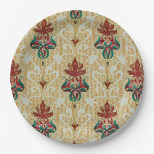 Stijlvolle Art Nouveau Tulip Foliage BBQ Tuinfeest Papieren Bordje