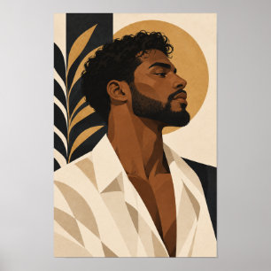 Stijlvolle Baardige Man Modern Portret Muurkunst Poster