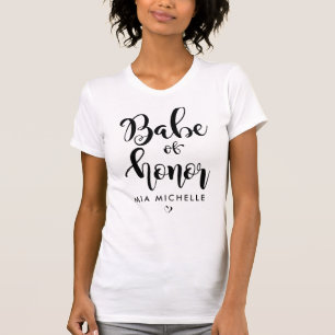 Stijlvolle Babe of Honor Zwart en Wit T-Shirt