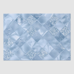 Stijlvolle Baby Blue Glitter en Folie Diamond Tile Tissuepapier