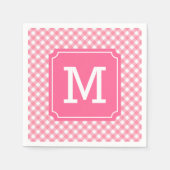 Stijlvolle Baby roze Gingham Monogram personaliser Servet (Voorkant)