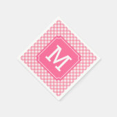 Stijlvolle Baby roze Gingham Monogram personaliser Servet (Hoek)