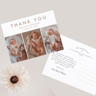 Stijlvolle Baby Shower 3 Foto's Bedankt Briefkaart