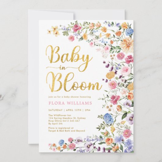 Stijlvolle Baby van wilde bloemen in Bloom Garden Kaart (Voorkant)