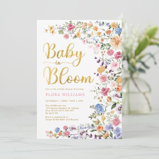 Stijlvolle Baby van wilde bloemen in Bloom Garden Kaart (Staand voorkant)