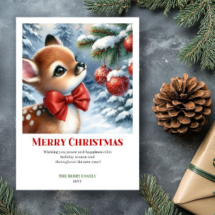 Stijlvolle Babyree Kerst Scene Waterverf Kaarten