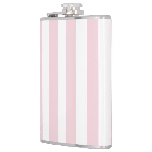 Stijlvolle babyroze en wit gestreepte moderne vint heupfles (Links)