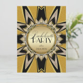 Stijlvolle Bachelorette Gold Black Party-uitnodigi Kaart (Staand voorkant)