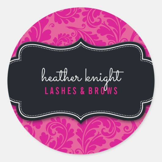 STIJLVOLLE BEAUTY classy bloeiend zwart magenta ro Ronde Sticker (Voorkant)