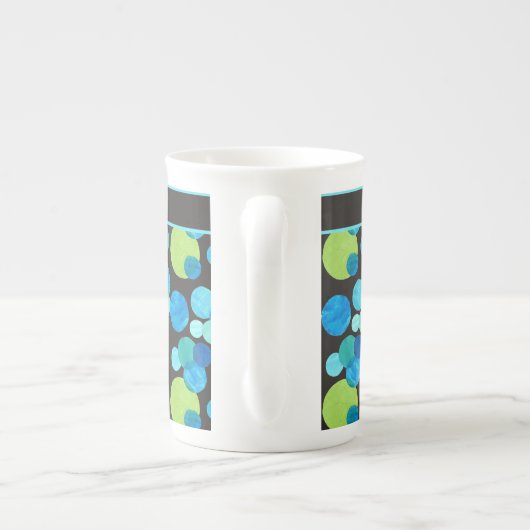 Stijlvolle beenChina Mok, Blue Moons Pattern Porselein Kop (Achterkant)