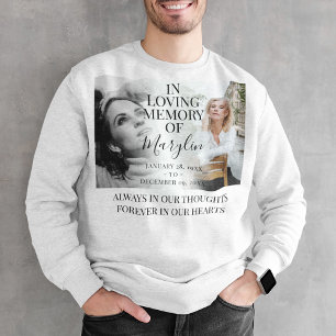 Stijlvolle begrafenisherinnering voor en na foto trui