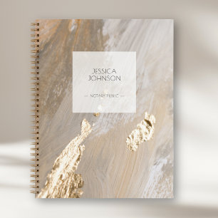 Stijlvolle Beige Gouden Waterverf Naam Notaris Off Notitieboek
