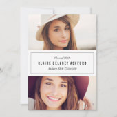 Stijlvolle bekendmaking van twee foto-Afstuderen Kaart (Voorkant)