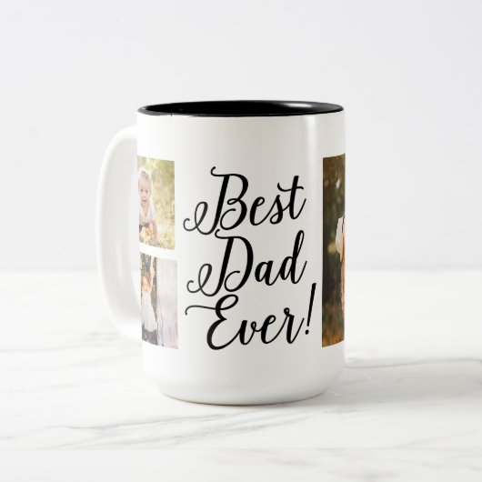 Stijlvolle Best Dad Ever Photo Collage Mok (Voorkant links)