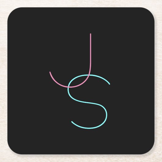 Stijlvolle bewerkbare elke twee modern ogende Init Vierkante Kartonnen Onderzetter (Voorkant)