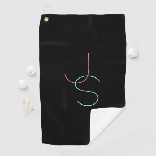 Stijlvolle bewerkbare moderne initialen golfhanddoek